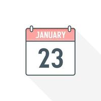 23rd January calendar icon. January 23 calendar Date Month icon vector illustrator