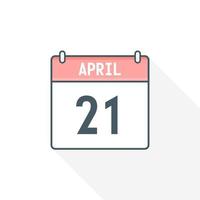 21st April calendar icon. April 21 calendar Date Month icon vector illustrator