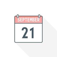 21st September calendar icon. September 21 calendar Date Month icon vector illustrator