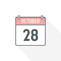 28th October calendar icon. October 28 calendar Date Month icon vector illustrator