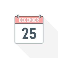 25th December calendar icon. December 25 calendar Date Month icon vector illustrator