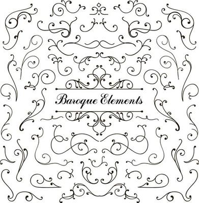 Set of calligraphic floral design elements and page decoration, swirl vintage collection. Vector illustration.