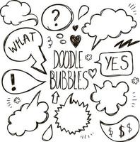 Vector set of hand drawn, doodle speech bubbles. Cartoon, comics, talking socializing illustration