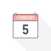 5th February calendar icon. February 5 calendar Date Month icon vector illustrator