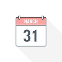 31st March calendar icon. March 31 calendar Date Month icon vector illustrator