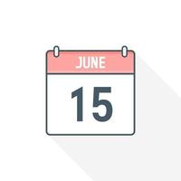 15th June calendar icon. June 15 calendar Date Month icon vector illustrator