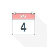 4th May calendar icon. May 4 calendar Date Month icon vector illustrator