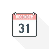 31st December calendar icon. December 31 calendar Date Month icon vector illustrator