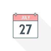 27th July calendar icon. July 27 calendar Date Month icon vector illustrator