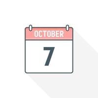 7th October calendar icon. October 7 calendar Date Month icon vector illustrator