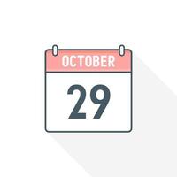 Icono del calendario del 29 de octubre. 29 de octubre calendario fecha mes icono vector ilustrador