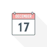 17th December calendar icon. December 17 calendar Date Month icon vector illustrator