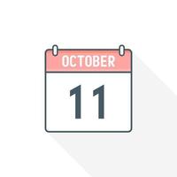 11th October calendar icon. October 11 calendar Date Month icon vector illustrator