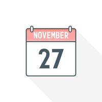 27th November calendar icon. November 27 calendar Date Month icon vector illustrator