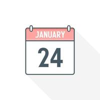 24th January calendar icon. January 24 calendar Date Month icon vector illustrator