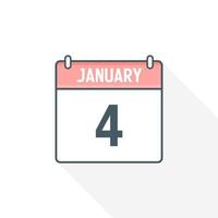 4th January calendar icon. January 4 calendar Date Month icon vector illustrator