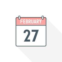 Icono del calendario del 27 de febrero. 27 de febrero calendario fecha mes icono vector ilustrador