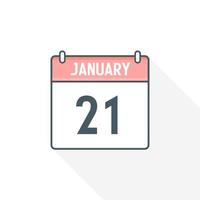21st January calendar icon. January 21 calendar Date Month icon vector illustrator