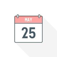 25th May calendar icon. May 25 calendar Date Month icon vector illustrator