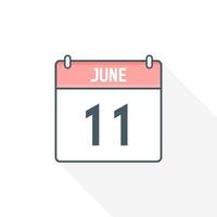 11th June calendar icon. June 11 calendar Date Month icon vector illustrator