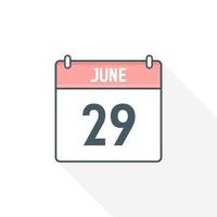 29th June calendar icon. June 29 calendar Date Month icon vector illustrator