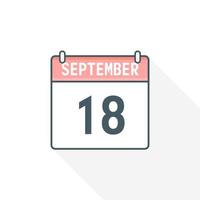 18th September calendar icon. September 18 calendar Date Month icon vector illustrator