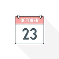 23rd October calendar icon. October 23 calendar Date Month icon vector illustrator