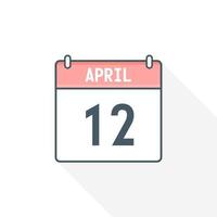 12th April calendar icon. April 12 calendar Date Month icon vector illustrator