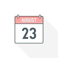 23rd August calendar icon. August 23 calendar Date Month icon vector illustrator