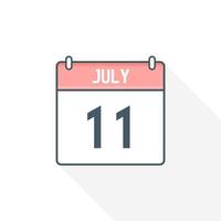 11th July calendar icon. July 11 calendar Date Month icon vector illustrator