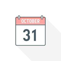 31st October calendar icon. October 31 calendar Date Month icon vector illustrator