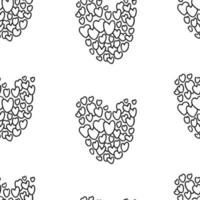 Seamless heart pattern on white background. Vector illustration in linear doodle style.