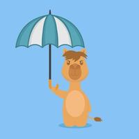 lindo camello con paraguas vector