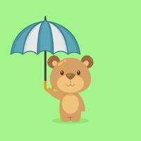 Cute Bear Holding Umbrella vector