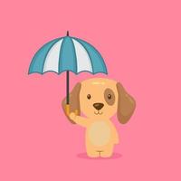 Cute Dog Holding Umbrella vector