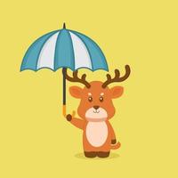 Cute Deer Holding Umbrella vector