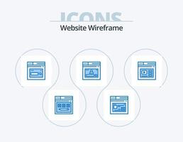 Website Wireframe Blue Icon Pack 5 Icon Design. web. internet. website. search. web vector