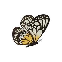 vector graphic of flying monarch butterfly isolated on white background.