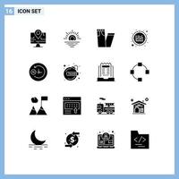 conjunto de 16 iconos modernos de ui símbolos signos para apoyo de la deuda jeans información diurna y nocturna elementos de diseño vectorial editables vector