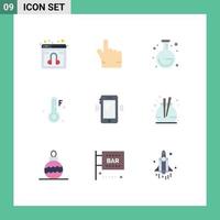 User Interface Pack of 9 Basic Flat Colors of signals mobile lab smart phone weather Editable Vector Design Elements