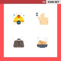 conjunto de iconos planos de interfaz móvil de 4 pictogramas de gorra papá mano de seguridad elementos de diseño vectorial editables del día del padre vector