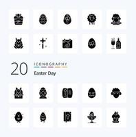 20 Easter Solid Glyph icon Pack like celebration easter plant open egg vector