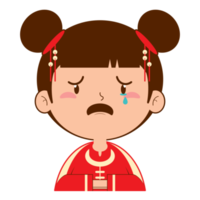 chinese girl crying face cartoon cute png