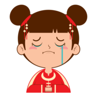 niña china llorando cara dibujos animados lindo png