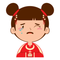 chinese girl crying face cartoon cute png