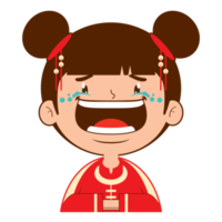 menina chinesa rosto rindo desenho animado fofo png