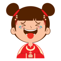 menina chinesa rosto rindo desenho animado fofo png