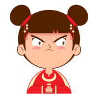 chinese girl angry face cartoon cute png