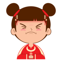 chinese girl hurt face cartoon cute png