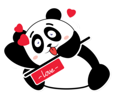panda amour saint valentin dessin animé mignon png